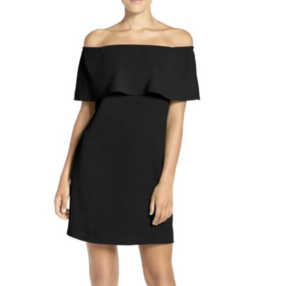 Charles Henry Off the Shoulder Black Mini Dress Flirty Timeless Womens - Picture 1 of 10
